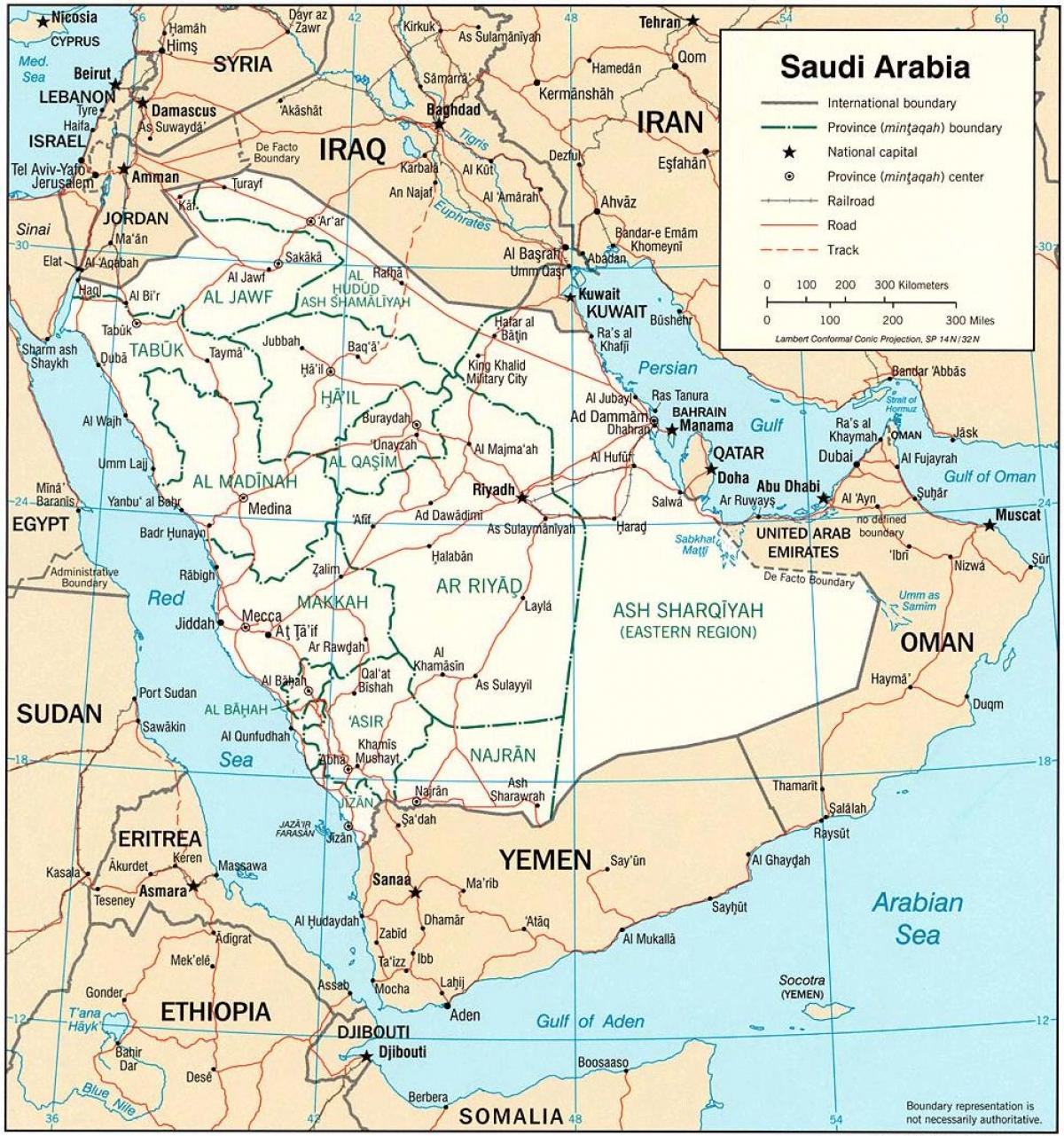 Χάρτης της Σαουδικής Αραβίας πολιτική