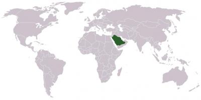 Η σαουδική Αραβία σε έναν παγκόσμιο χάρτη