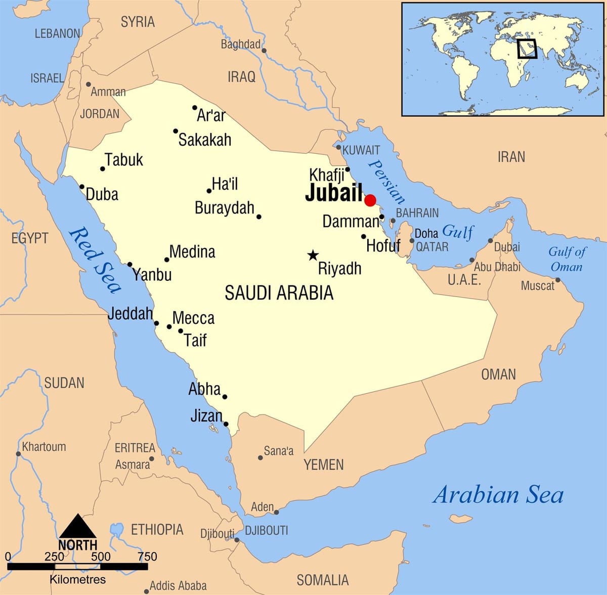 jubail KSA χάρτης