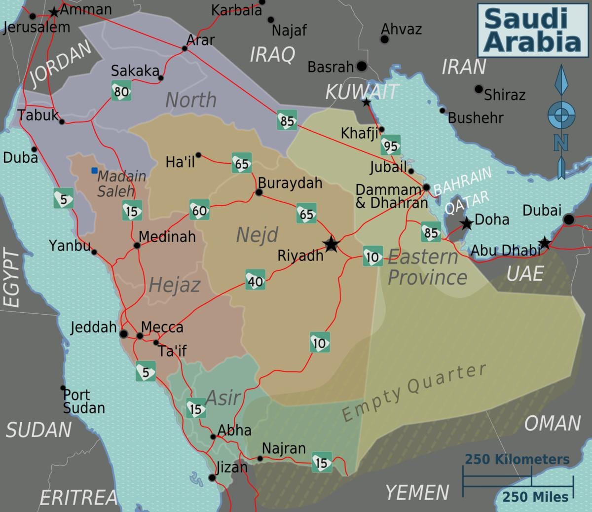 KSA χάρτη με τις πόλεις