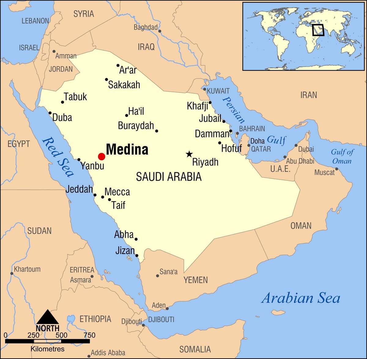 Χάρτης της medina, Σαουδική Αραβία