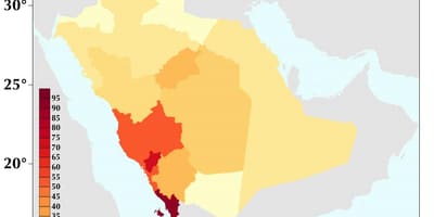 Σαουδική Αραβία πυκνότητα πληθυσμού χάρτης
